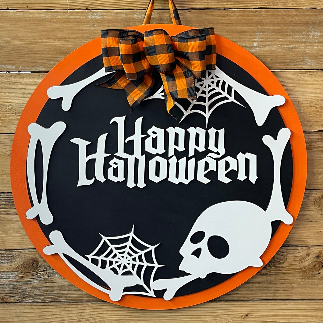 Skeleton Happy Halloween Door Hanger