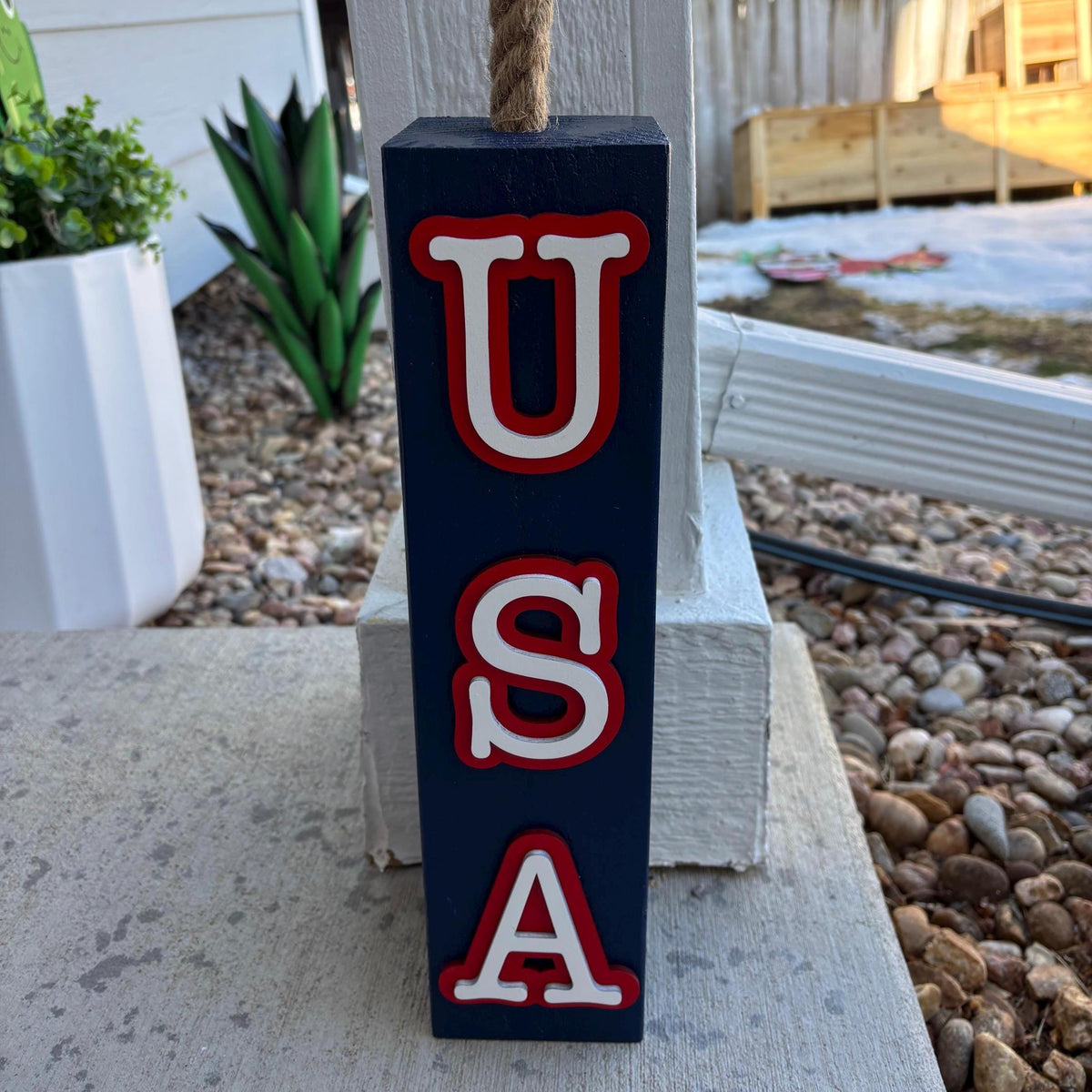 Reversible 4th of July Wood Firecrackers - America 250th Anniversary Decor - Patriotic Porch Shelf Sitter - Red White