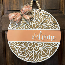 Load image into Gallery viewer, Coral Boho Welcome Door Hanger
