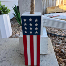 Load image into Gallery viewer, Reversible 4th of July Wood Firecrackers - America 250th Anniversary Decor - Patriotic Porch Shelf Sitter - Red White
