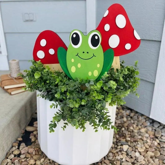Frog and Mushroom Trio Yard Art
