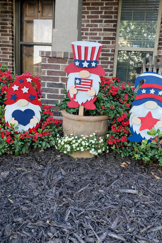 Patriotic Gnome Yard Art