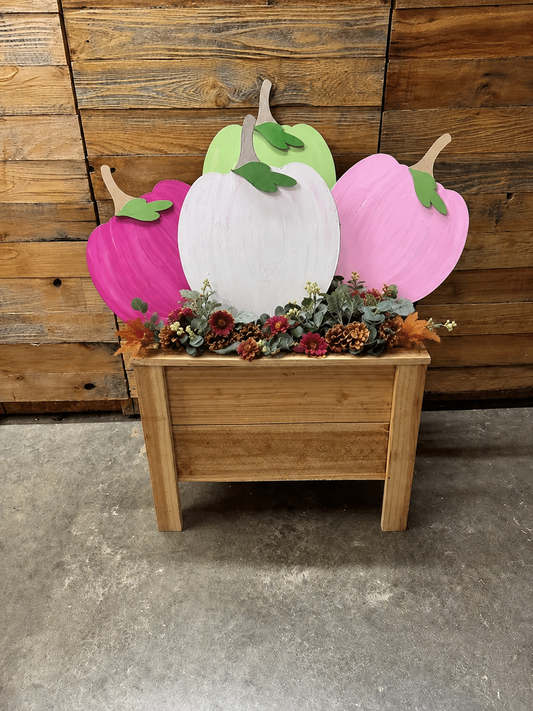 Pink Green White and Hot Pink Pumpkin Yard Art