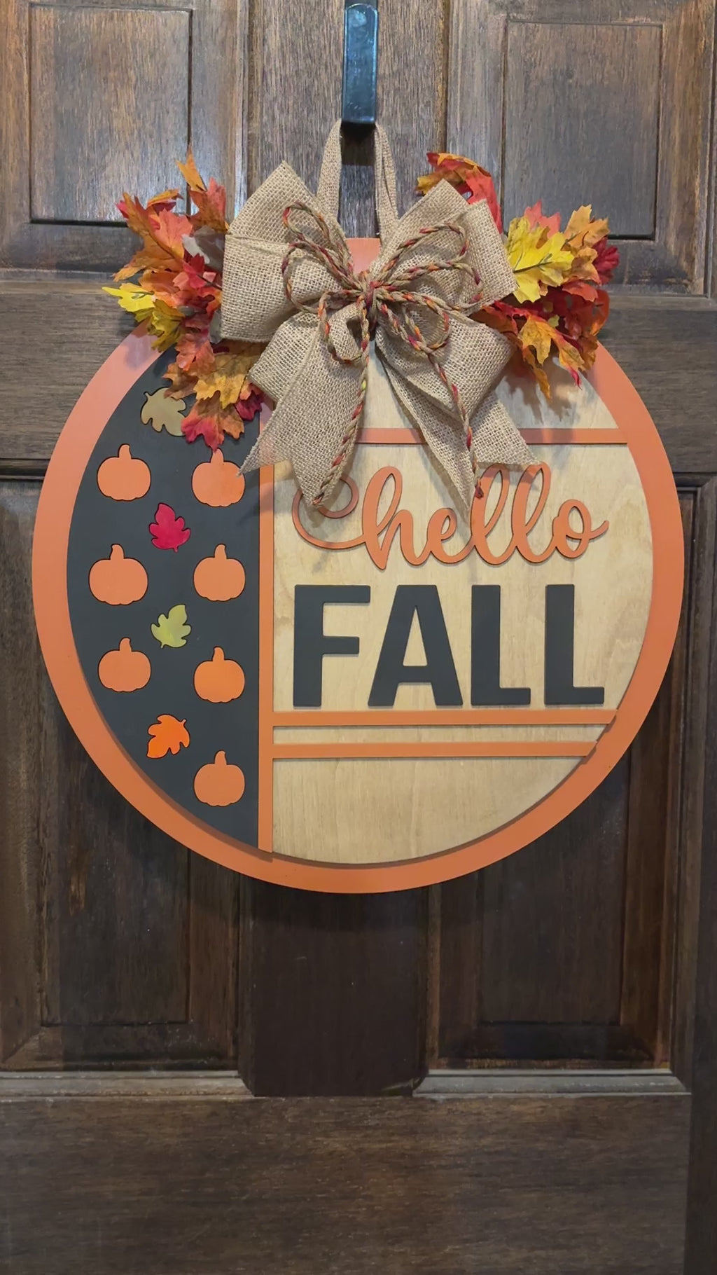 Hello Fall Leaves and Pumpkin Door Hangers