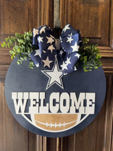 Load and play video in Gallery viewer, Welcome Dallas Cowboy Football Door Hanger
