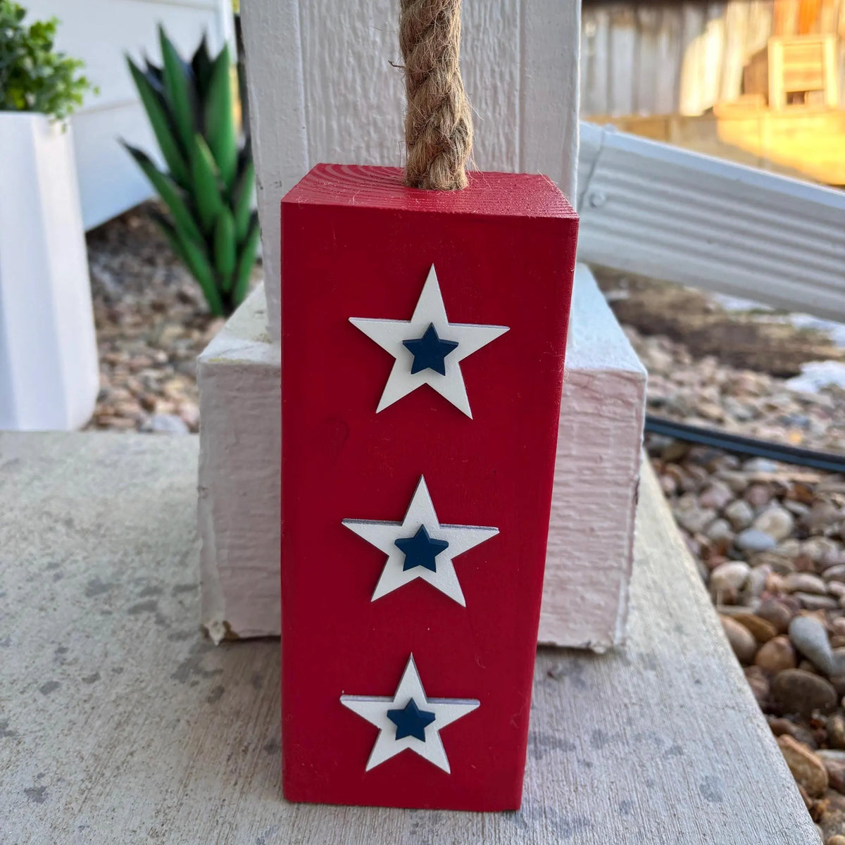 Reversible 4th of July Wood Firecrackers - America 250th Anniversary Decor - Patriotic Porch Shelf Sitter - Red White