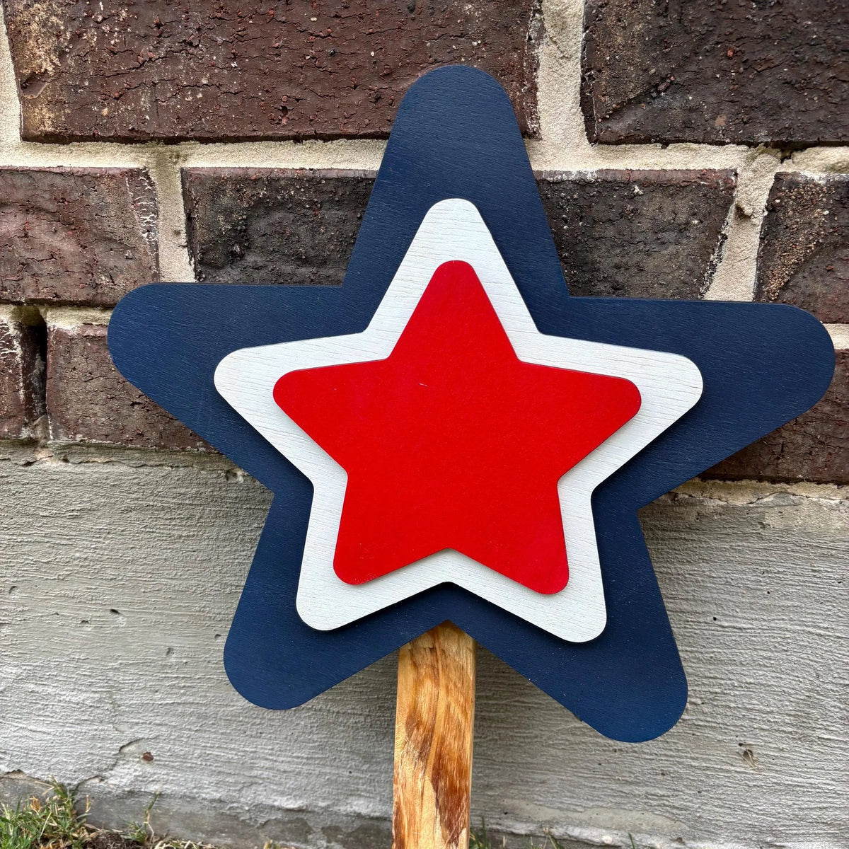 USA Flag with Stars Trio Yard Art
