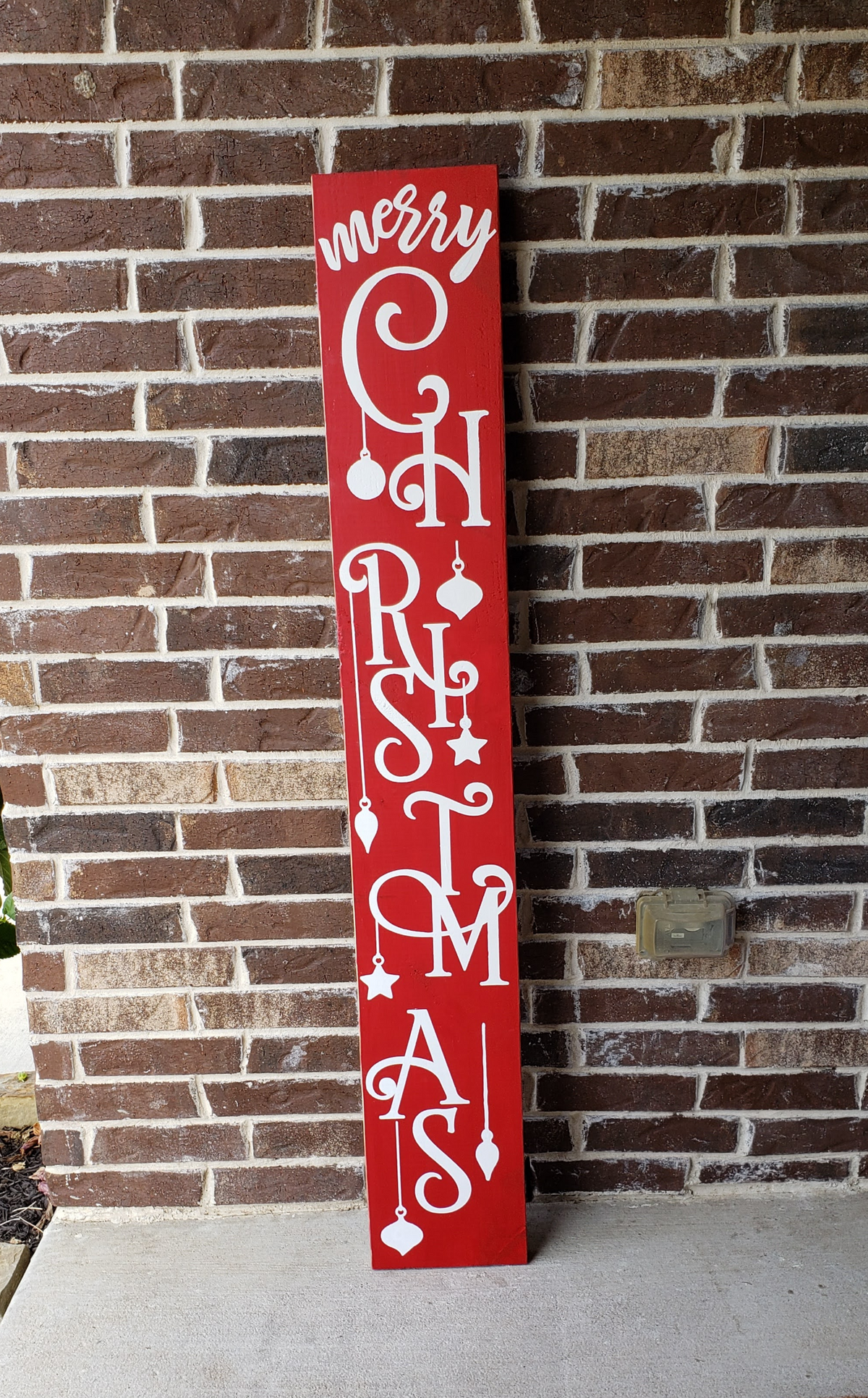 Red Merry Christmas Porch Leaner - Local Pick Up Only