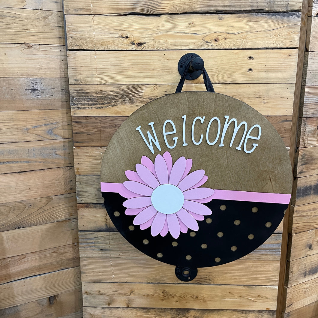 Pink Daisy Welcome Door Hanger